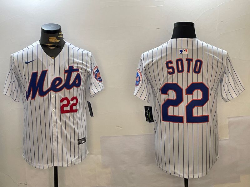 Men New York Mets #22 Soto White Stripe Game 2024 Nike MLB Jersey style 12163->new york mets->MLB Jersey